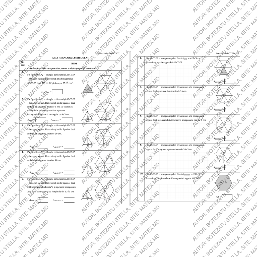 Aria hexagonului regulat(Clasa 9)