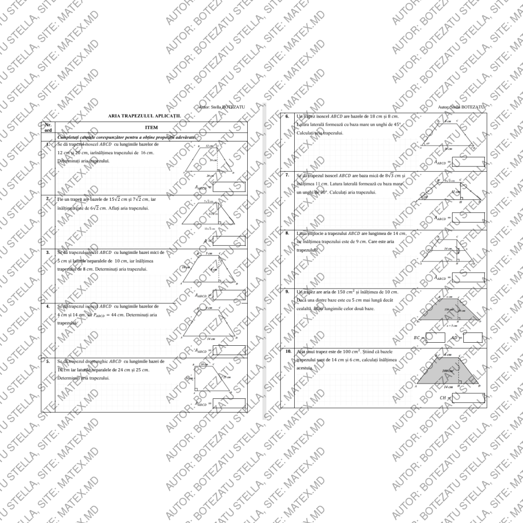 Aria trapezului. Aplicații.(Clasa 9)