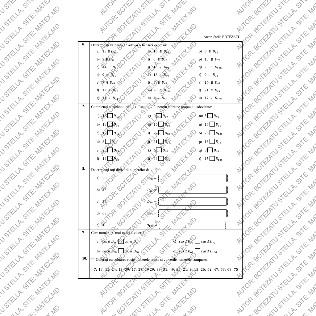 Divizor. Mulţimea divizorilor unui număr natural.(Clasa 5) - imagine 3