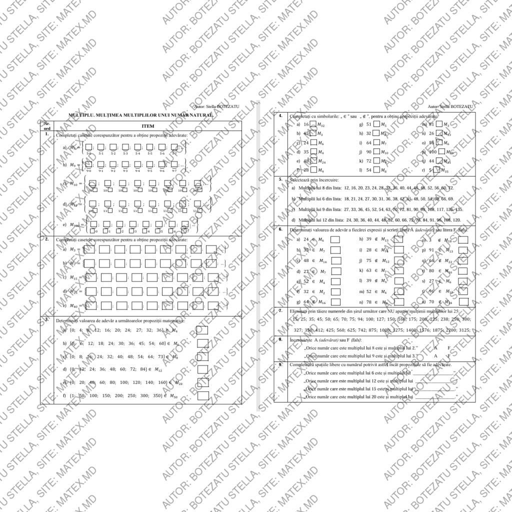Multiplu. Mulţimea multiplilor unui număr natural.(Clasa 5)