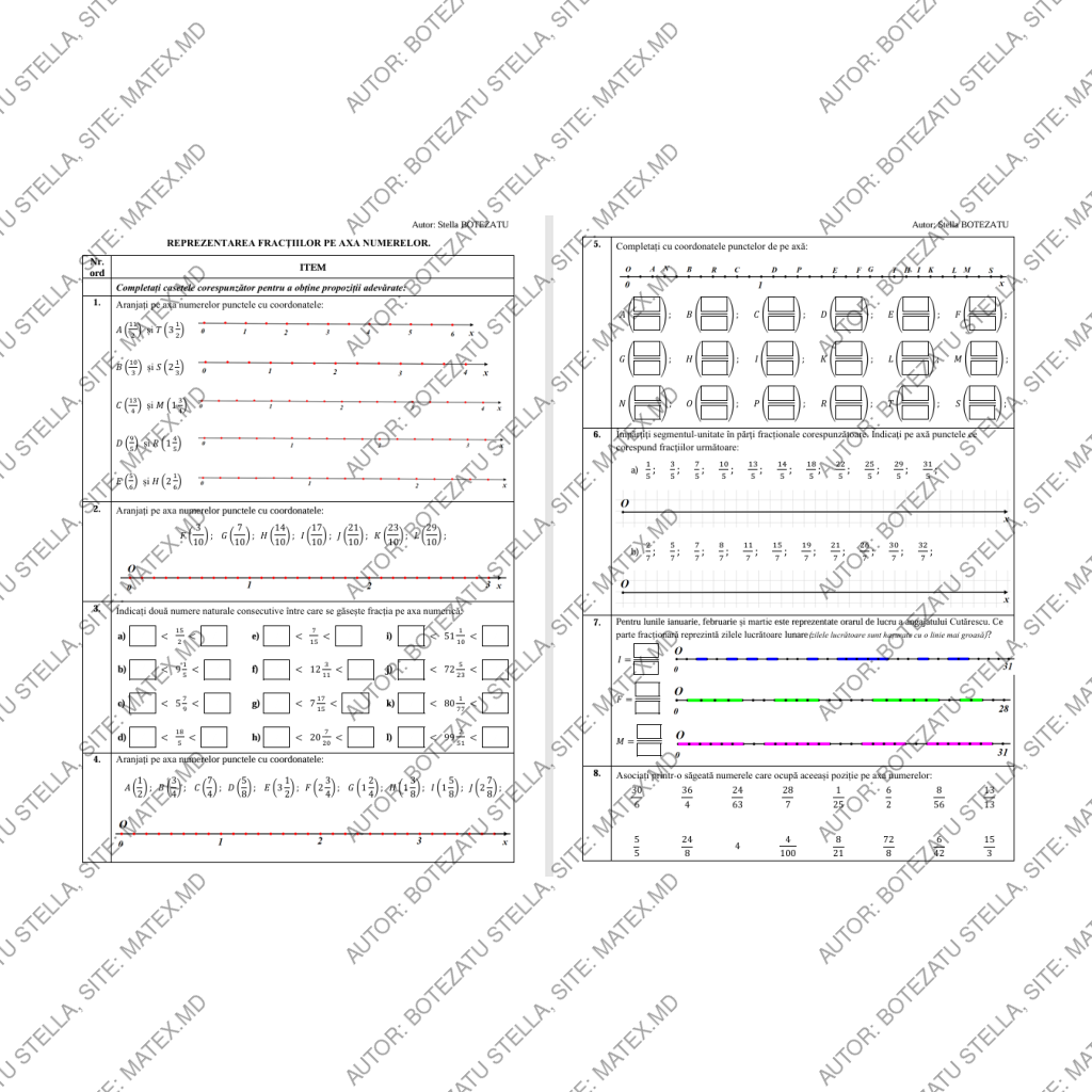Reprezentarea fracţiilor pe axa numerelor