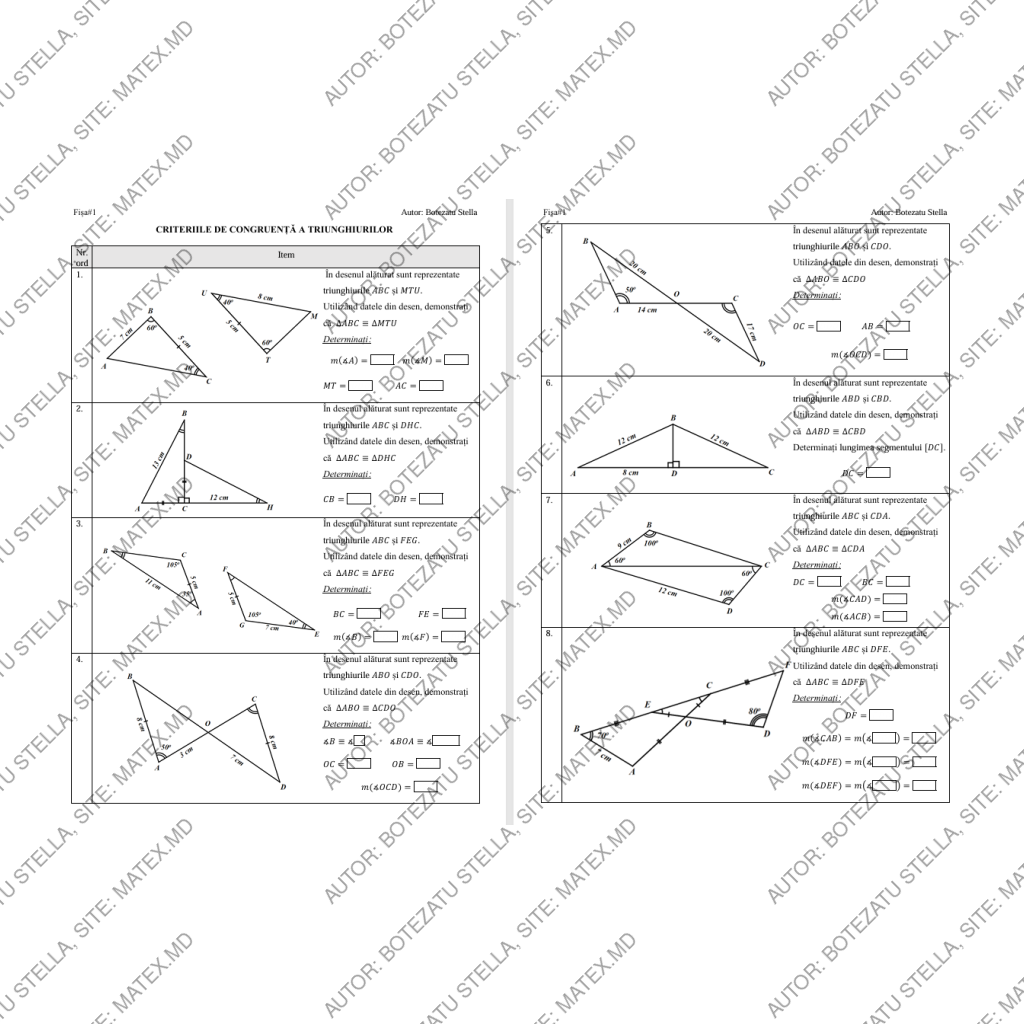Criteriile de congruență a triunghiurilor(Clasa 7)